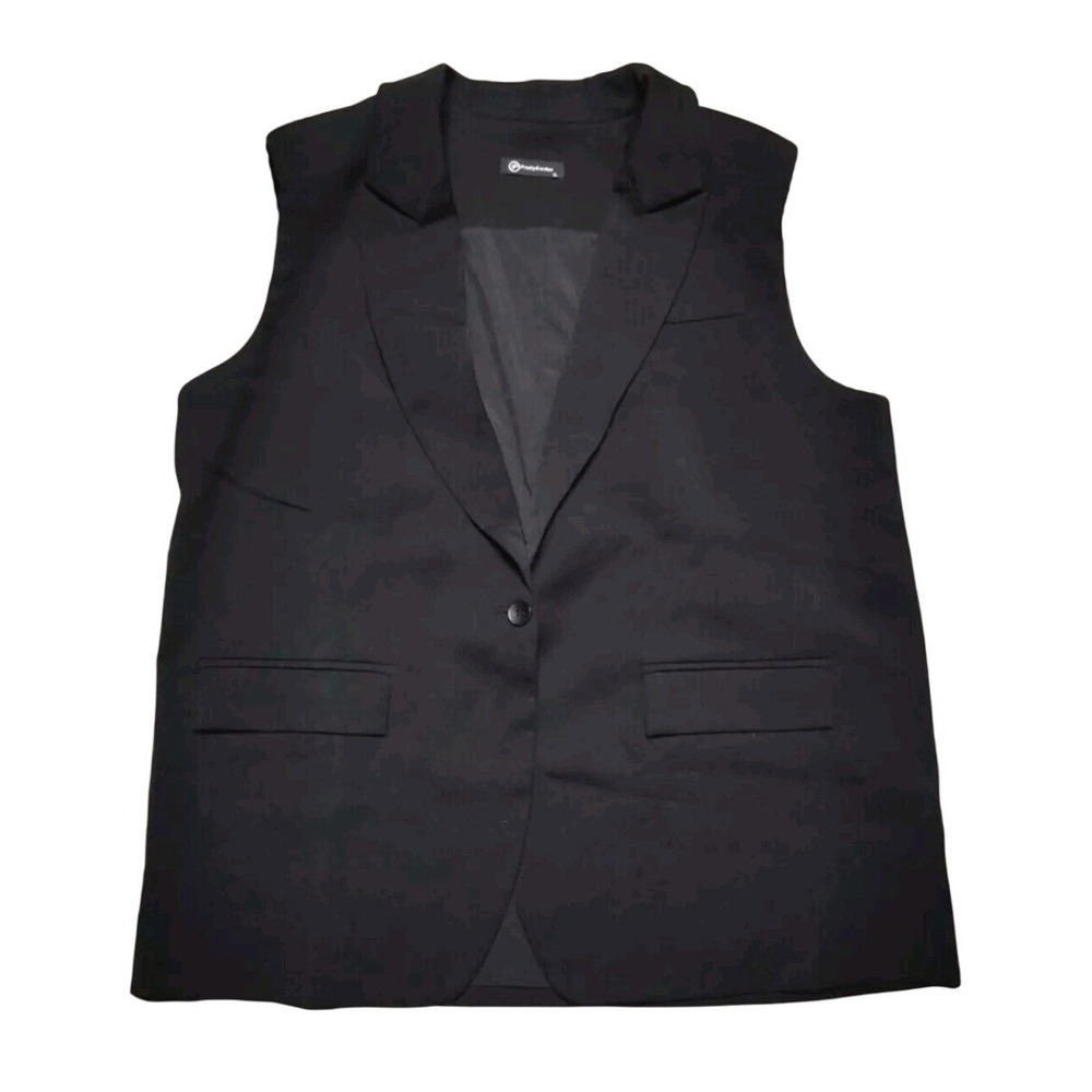 Pretty Garden Sleeveless Peak Lapel Single Button Tuxedo Vest Black Women's XL